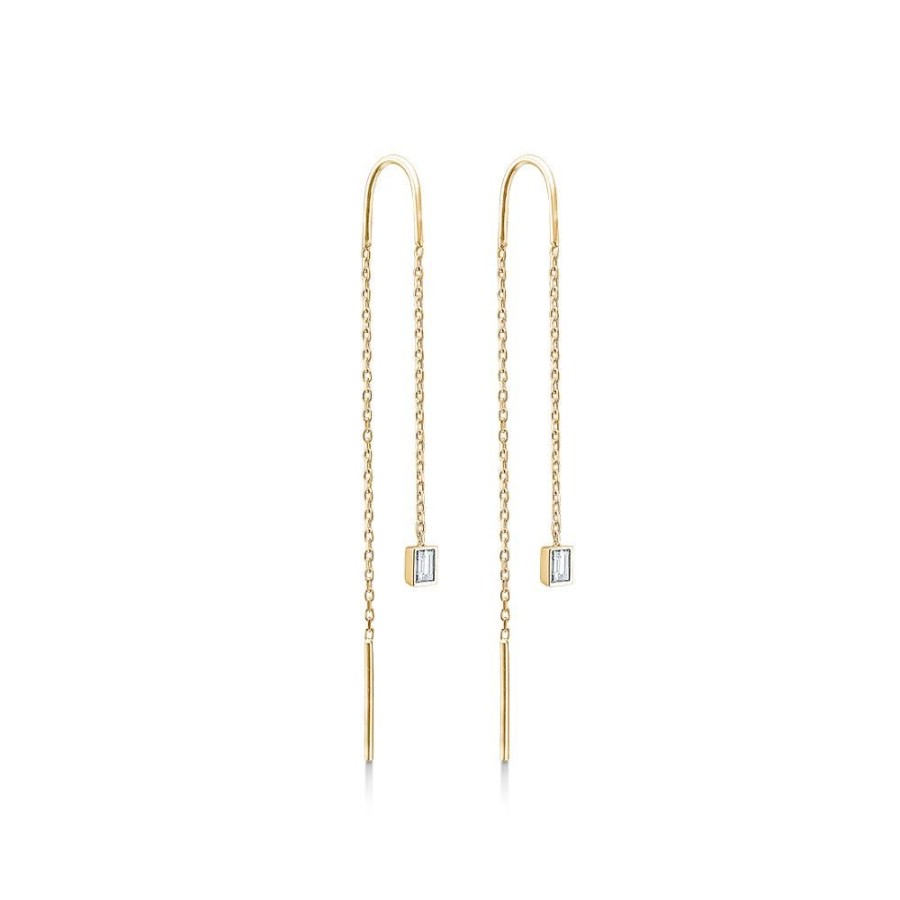 Jewellery Mads Z | Diamond Baguette Earrings 14 Ct. Gold