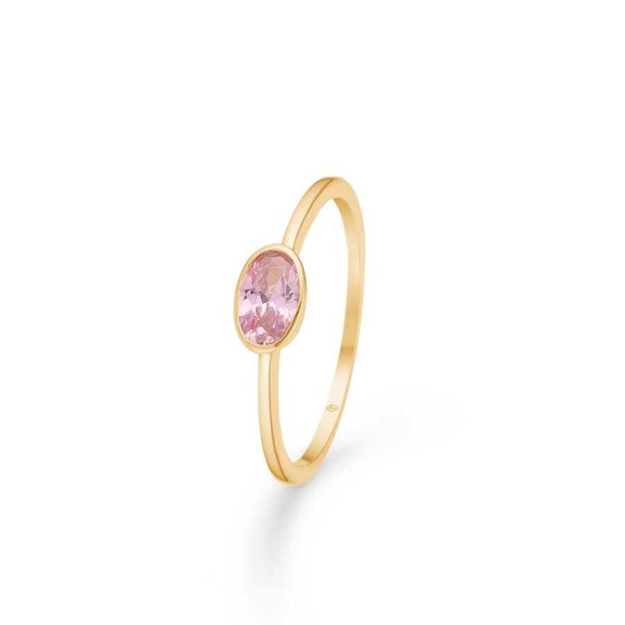 Jewellery Mads Z | Rose Ring In 8 Ct. Gold With Pink Zirconia