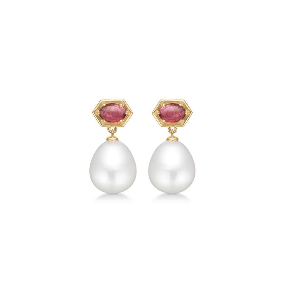 Jewellery Mads Z | Pearl Delight Earrings In 14 Ct. Gold With Pink Tourmaline And Cultured Pearls