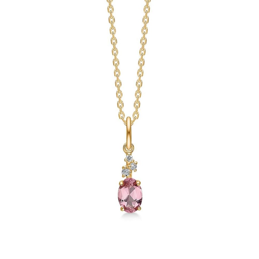 Jewellery Mads Z | Leonora Pendant In 14 Ct. Gold With Pink Tourmaline And Brilliant