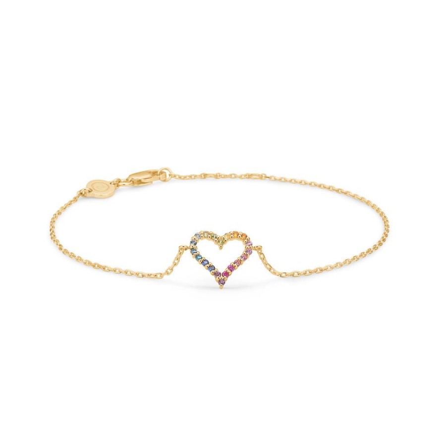 Jewellery Mads Z | Tender Heart Rainbow Bracelet In 14 Kt. Gold With Real Gems