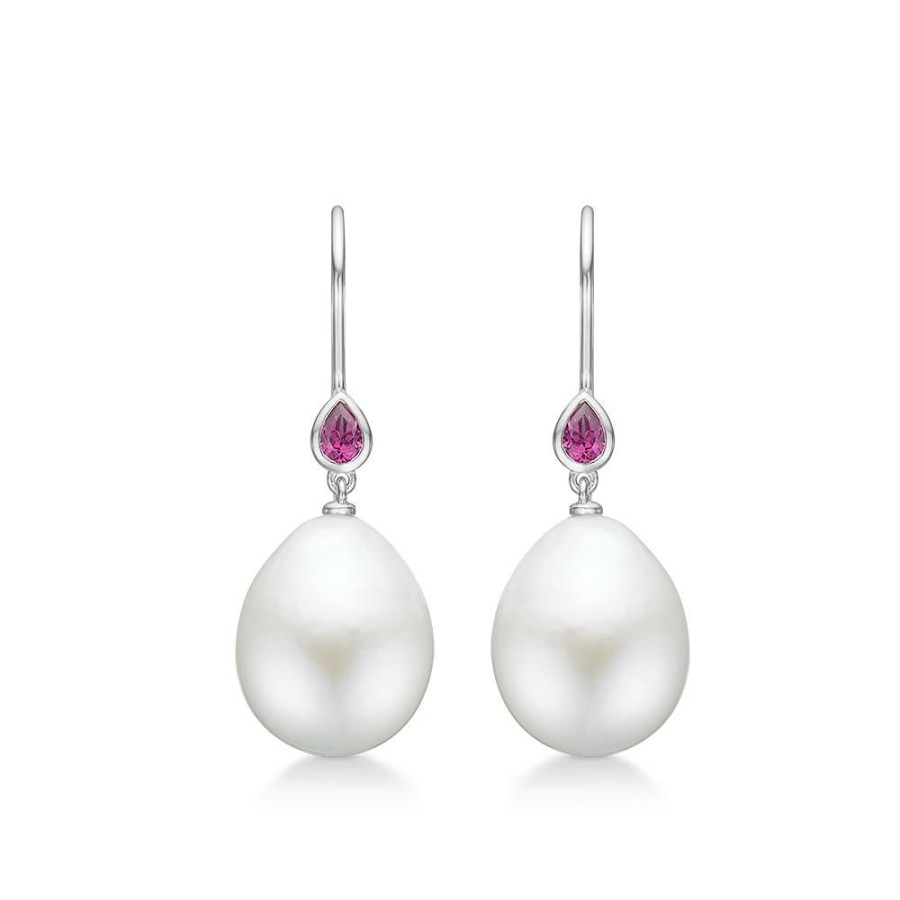 Jewellery Mads Z | Xx Silver Earrings W. Pearls And Garnet