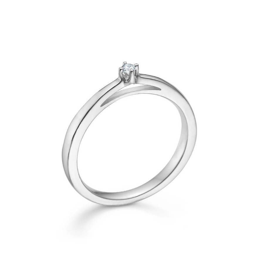 Jewellery Mads Z | Crown Ring 14 Ct. White Gold W. 0,04 Ct.