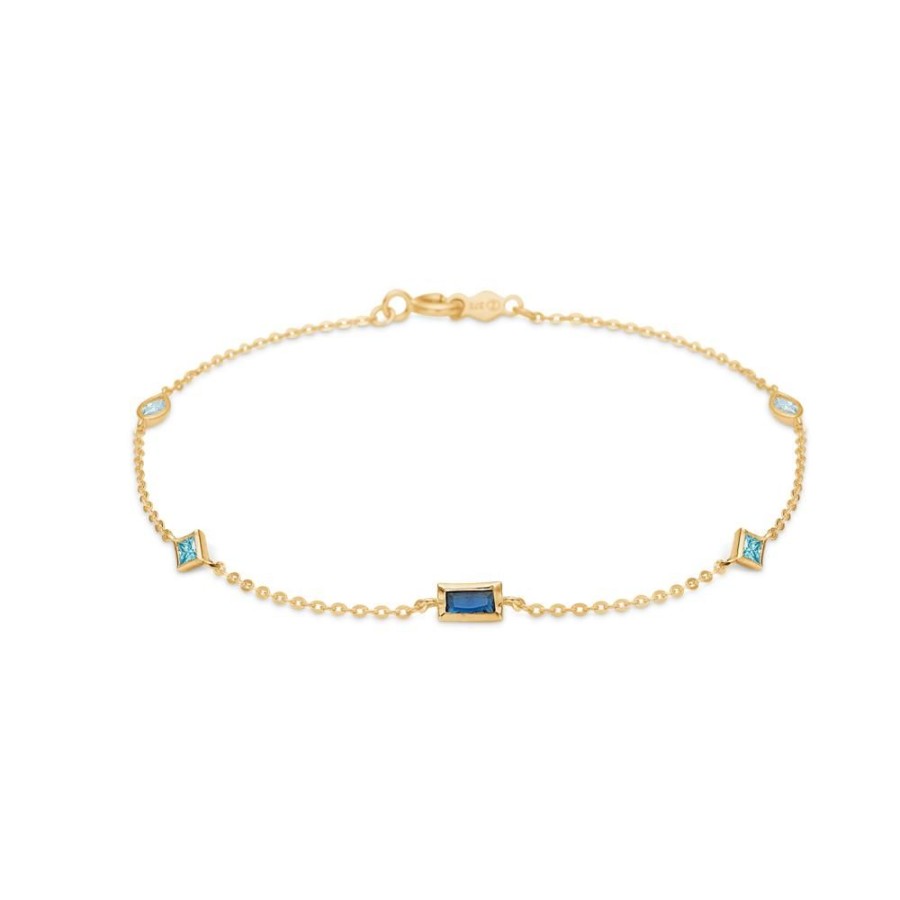 Jewellery Mads Z | Valentina Bracelet In 8 Ct. Gold With Blue Zirconia