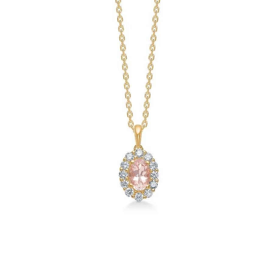 Jewellery Mads Z | Madison Pendant In 14 Ct. Gold With Morganite And Diamonds