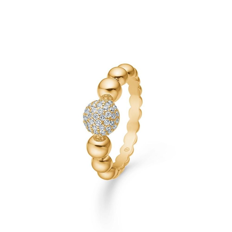 Jewellery Mads Z | Big Diamond Ball Ring In 14 Ct. Gold With Diamonds