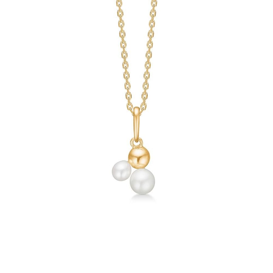 Jewellery Mads Z | Moon Pendant In 8 Ct. Gold With Cultured Pearls